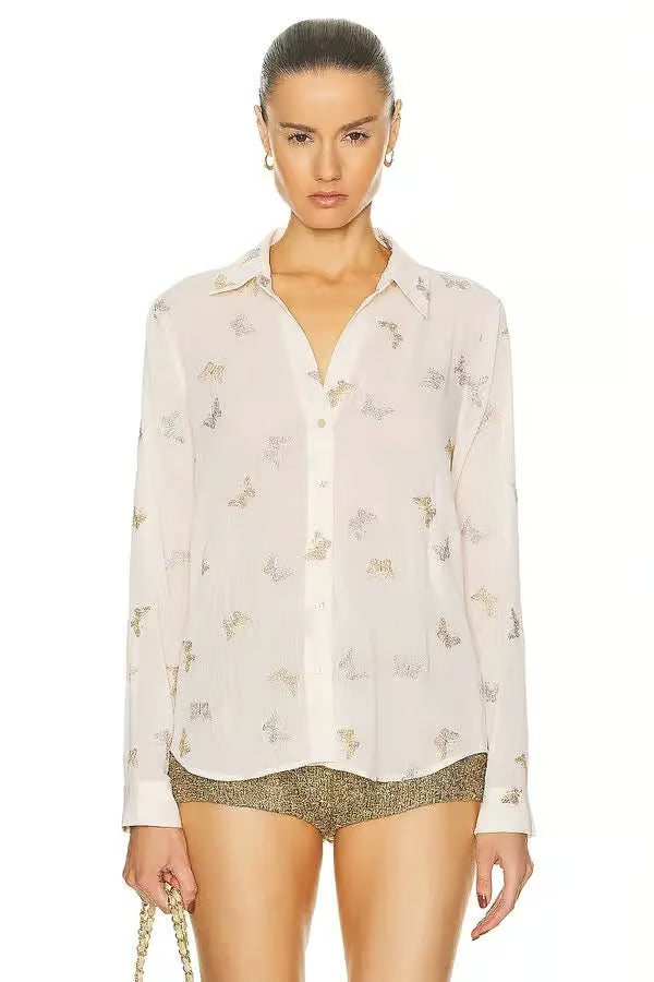 LAURENT WHITE BLOUSE FOR WEDDING GUEST ELEGANT