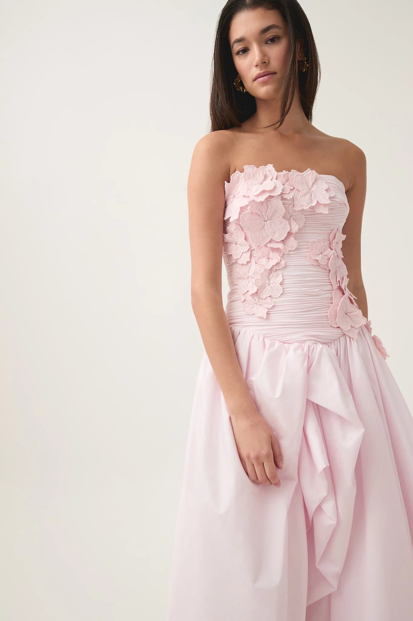 NANCY PASTEL PINK BUBBLE HEM MAXI DRESS