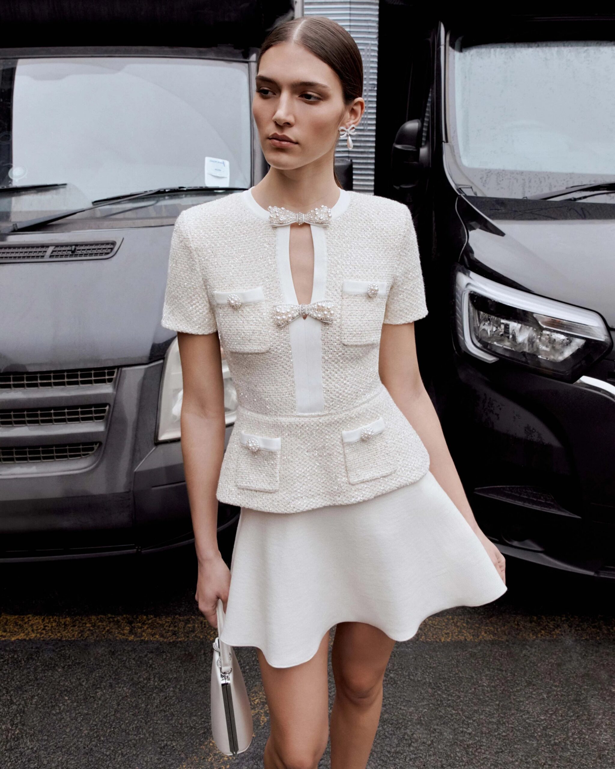 VICKY SEQUIN KNIT SET - CREAM PARTY TWO-PIECE