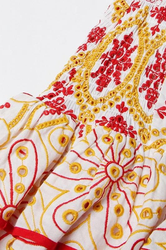 FLORAL EMBROIDERED OFF-SHOULDER MINI DRESS FOR PARTIES