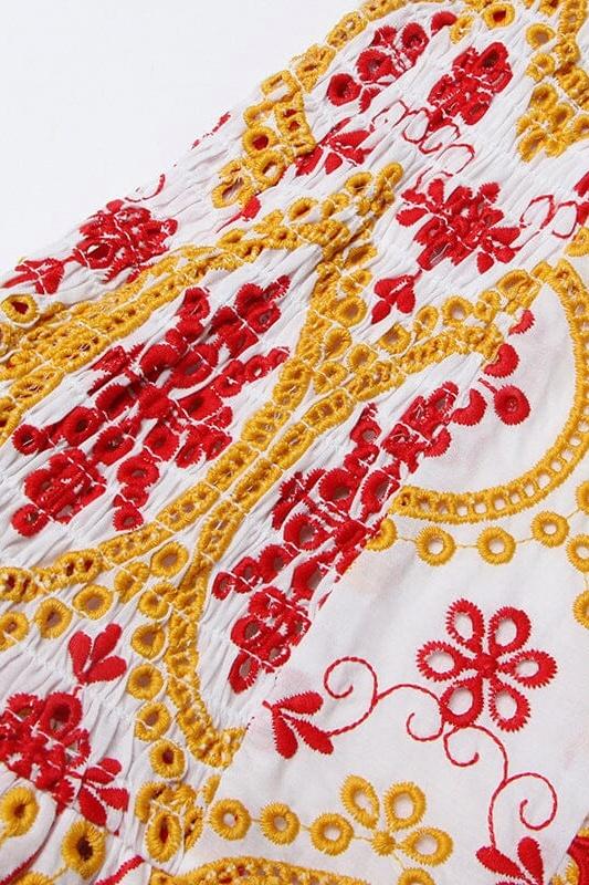FLORAL EMBROIDERED OFF-SHOULDER MINI DRESS FOR PARTIES