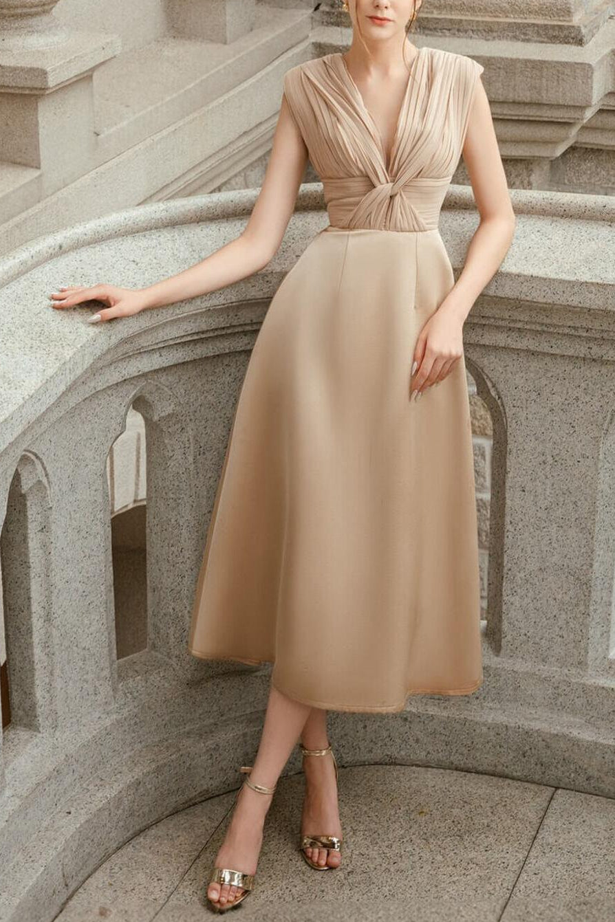 FOXY A-LINE TWISTED MIDI DRESS