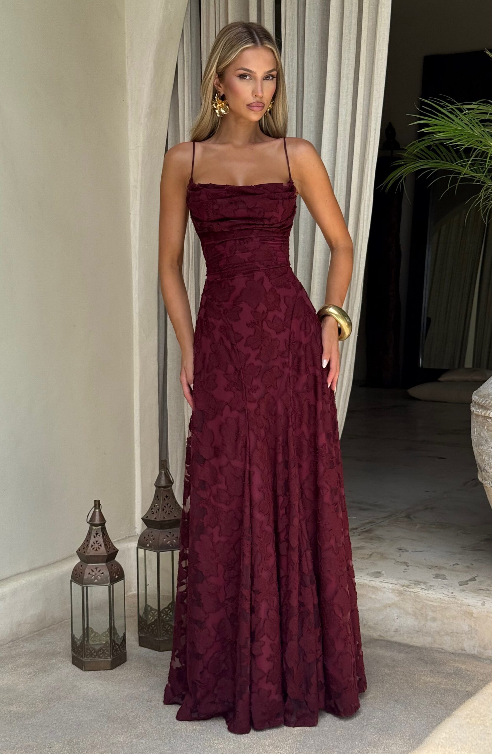 FRANCIS MAXI DRESS - CHERRY LACQUER