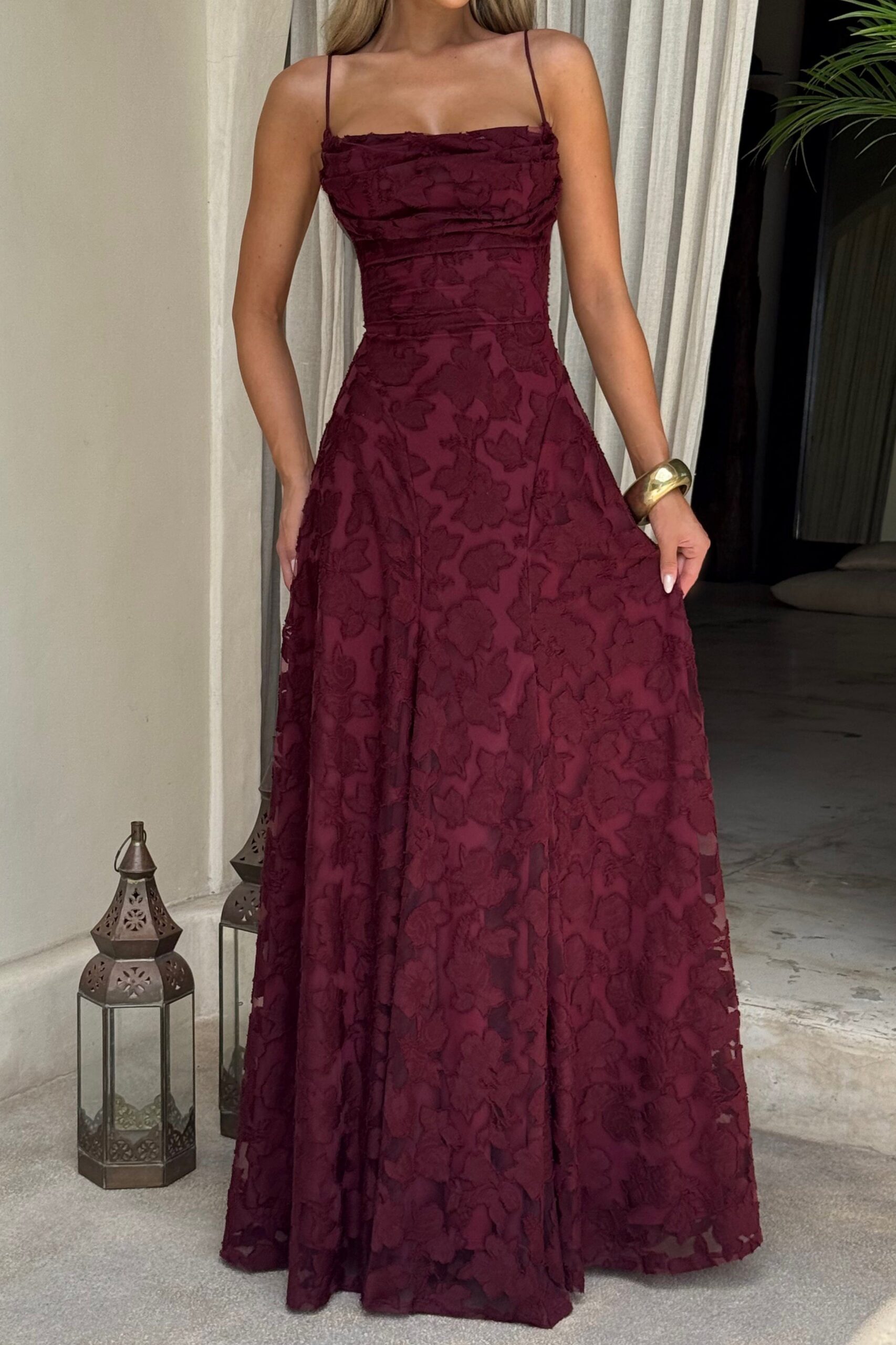 FRANCIS MAXI DRESS - CHERRY LACQUER