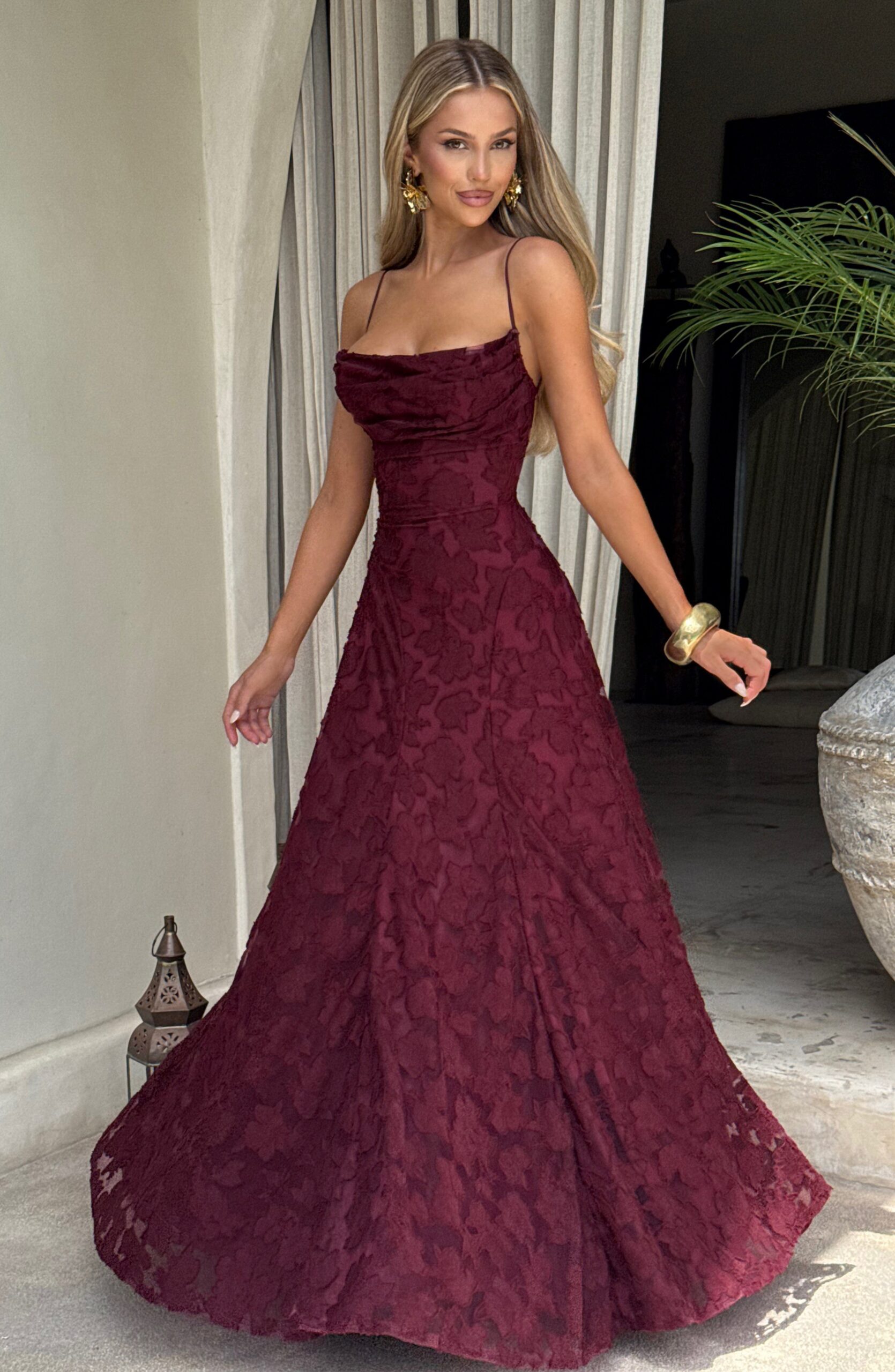 FRANCIS MAXI DRESS - CHERRY LACQUER