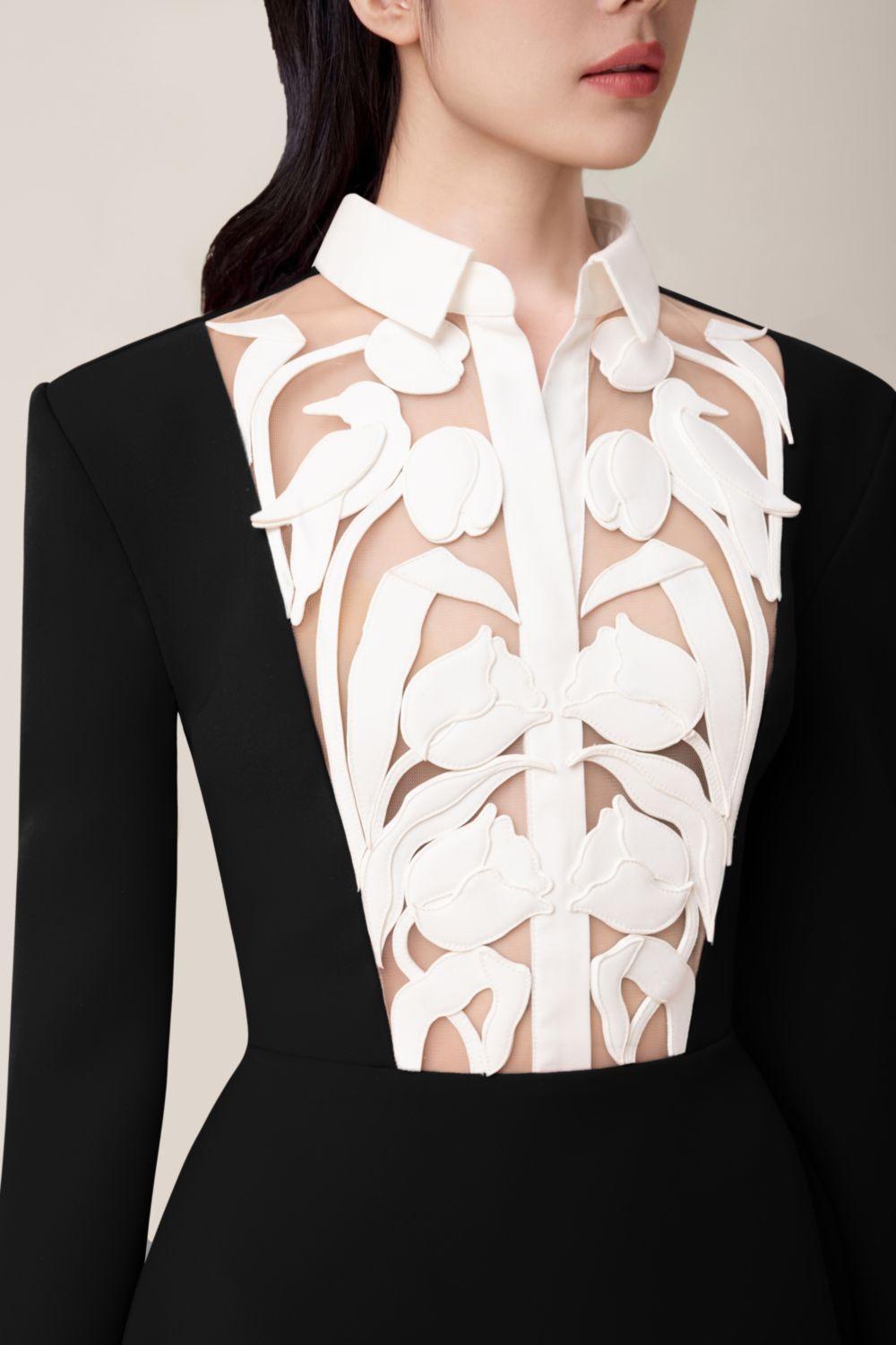 HOLLOW A-LINE MINI BLACK COCKTAIL DRESS