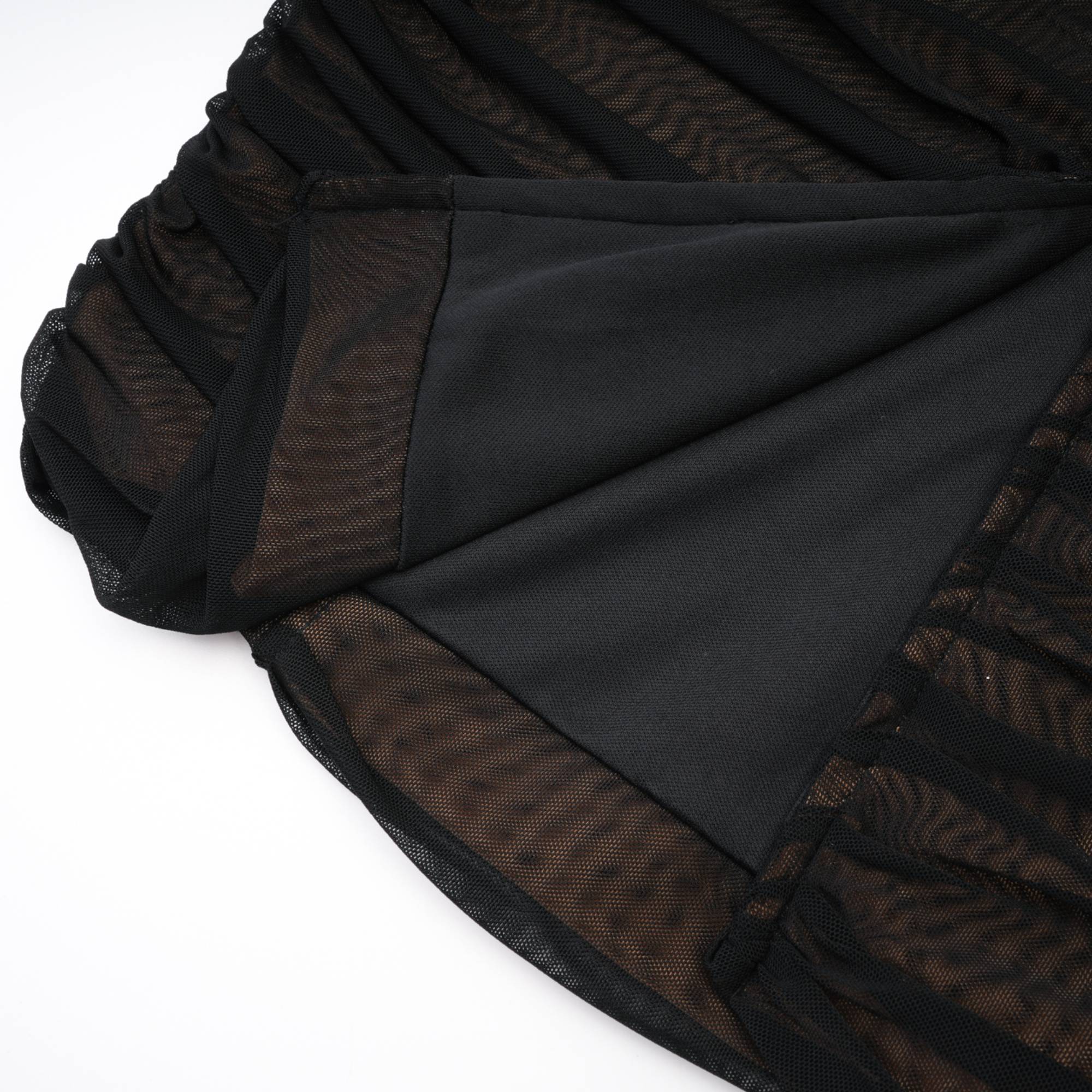 GWENONWY BLACK RUCHED MESH PARTY MATCHING SET