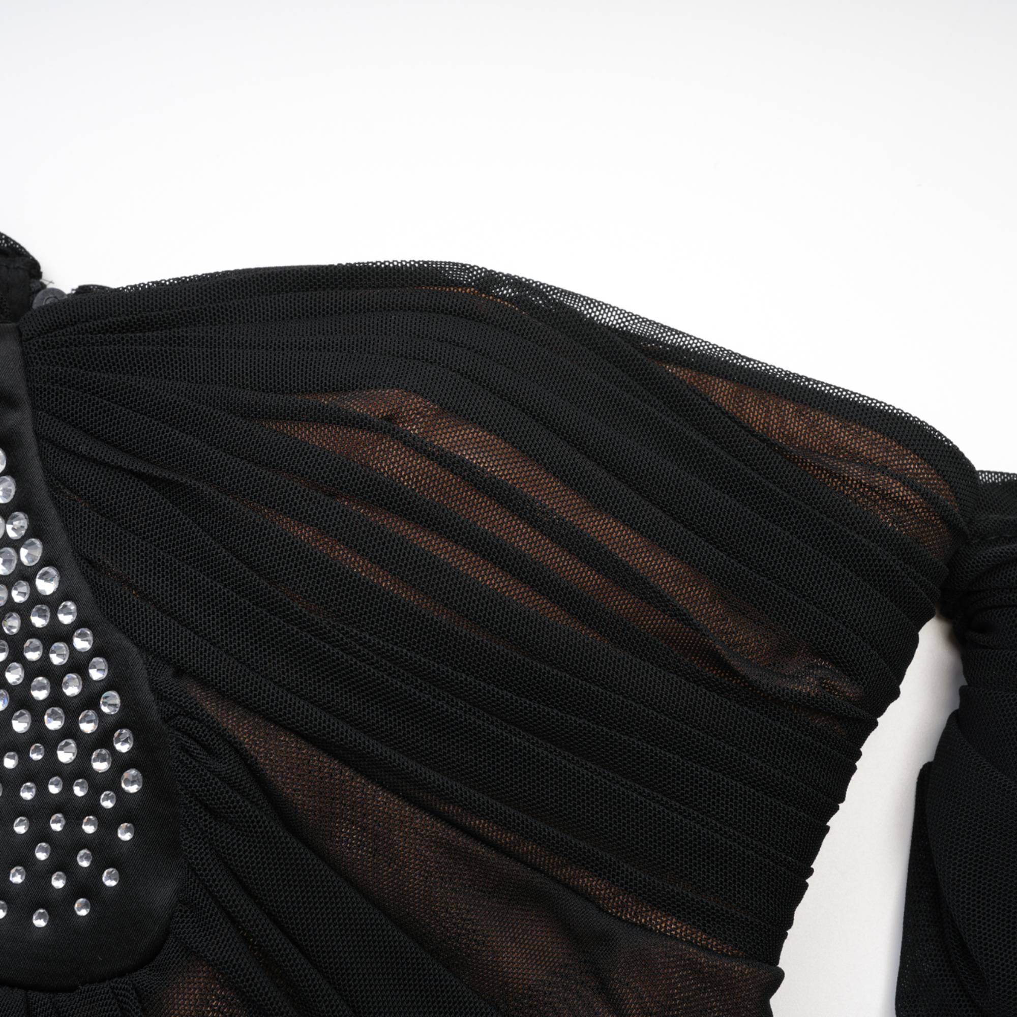 GWENONWY BLACK RUCHED MESH PARTY MATCHING SET
