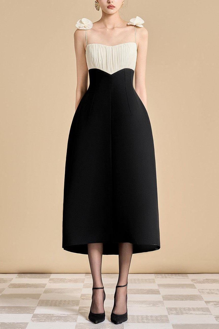 HYACINTH A-LINE STRAP MIDI DRESS FOR PARTY