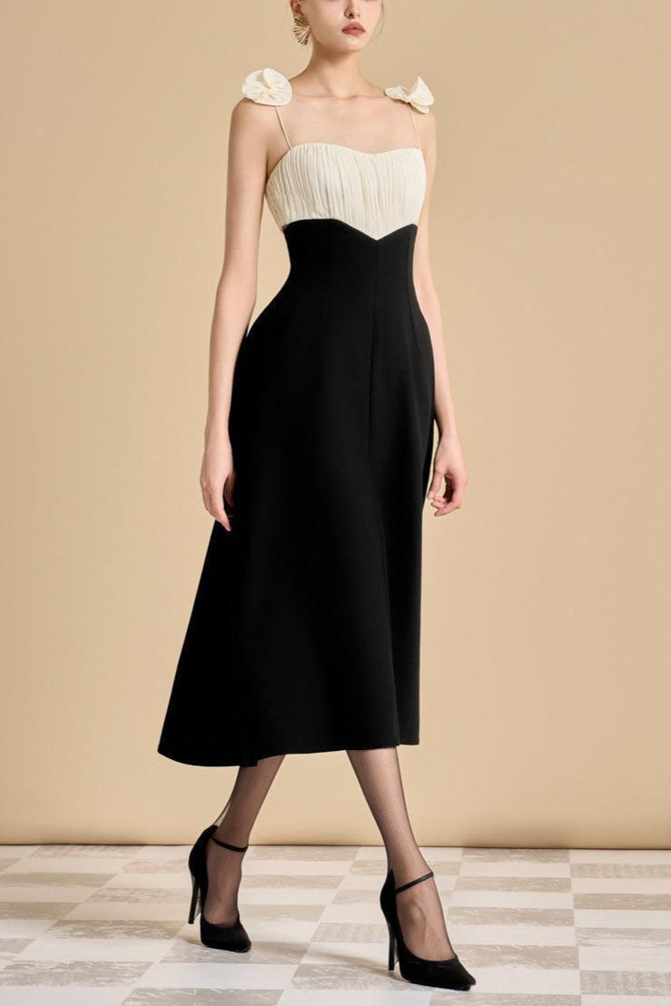 HYACINTH A-LINE STRAP MIDI DRESS FOR PARTY