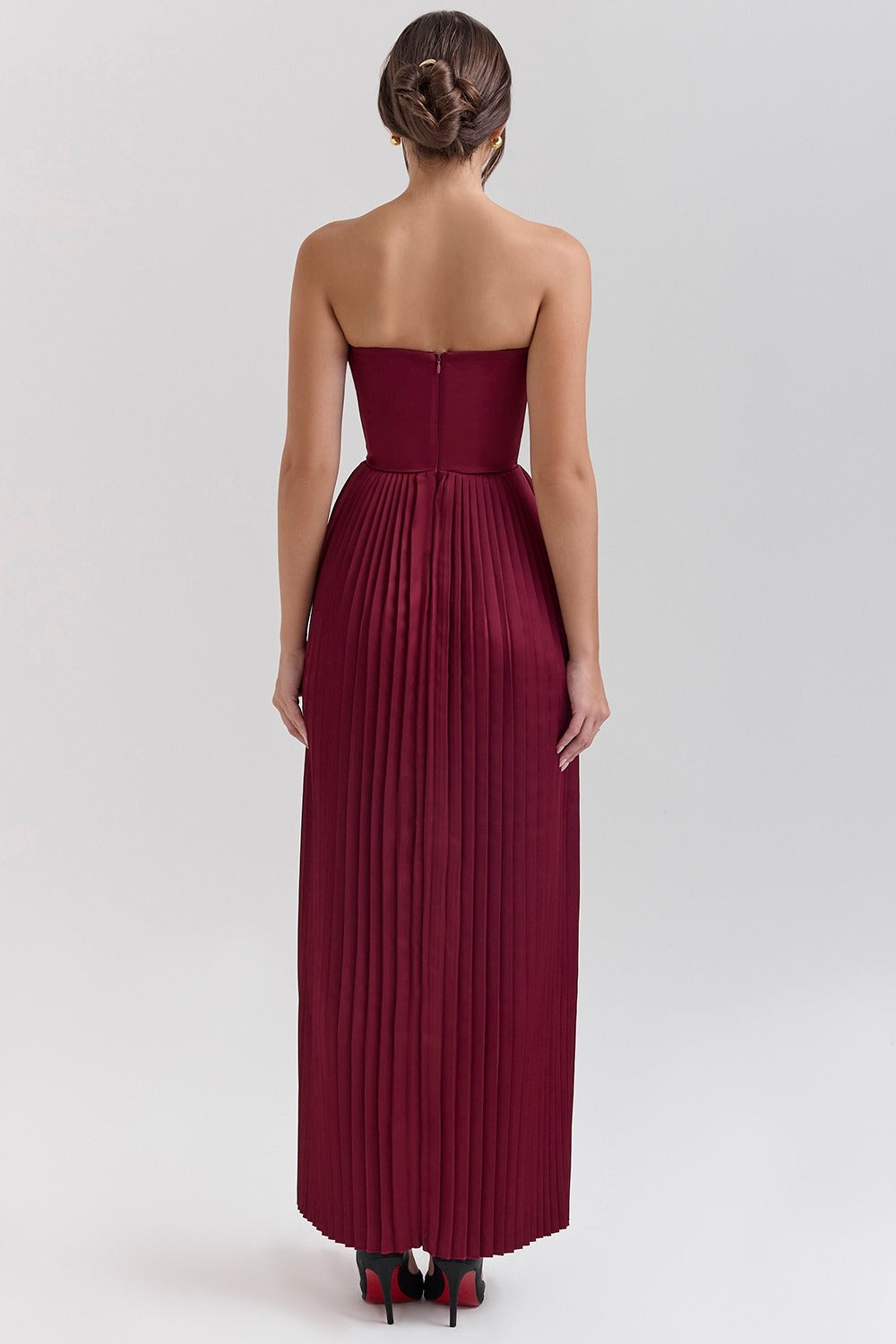 PLEATED SLIM TUBE MAXI DRESS FOR PARTY