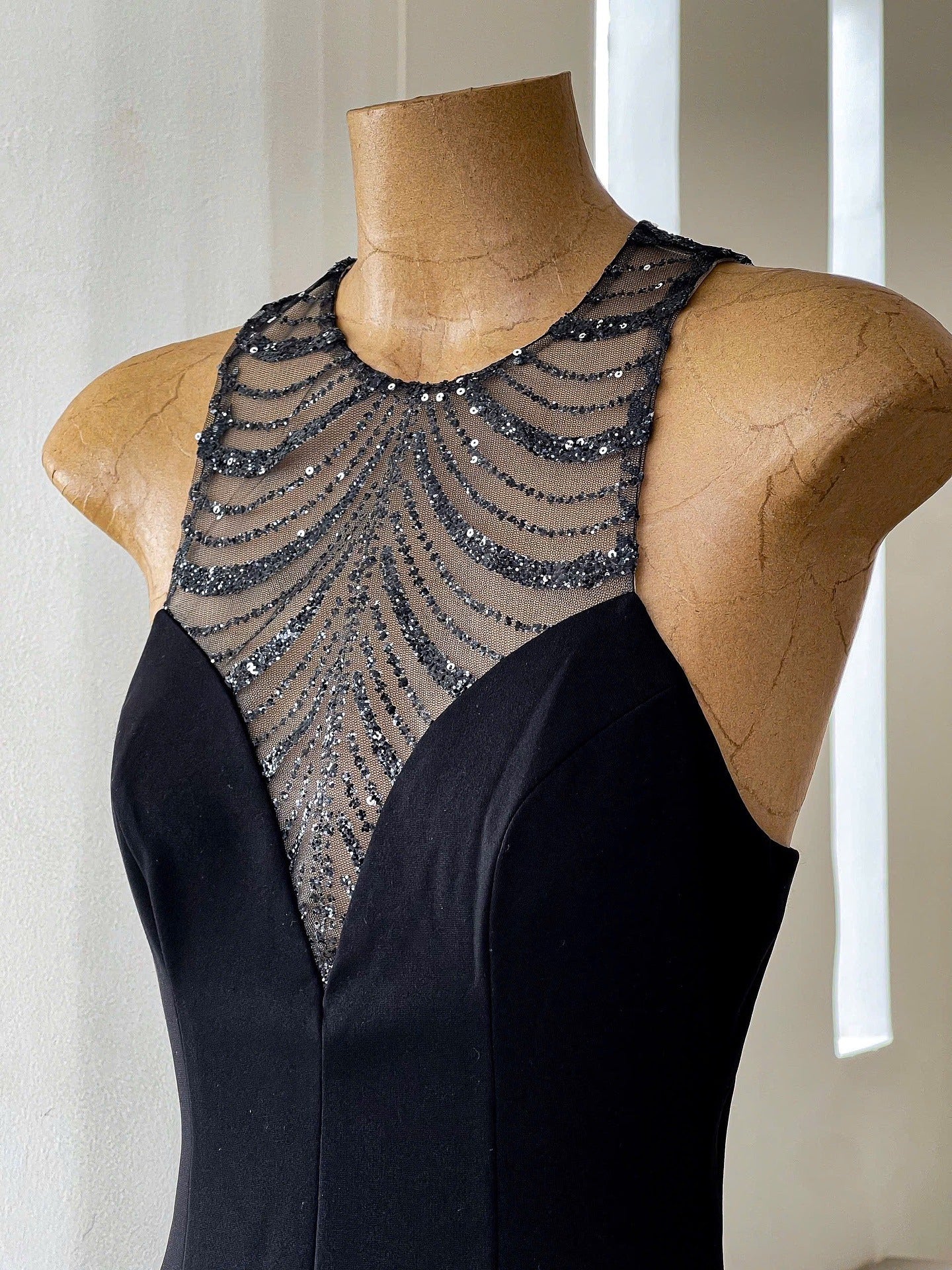 JESSICA SEQUIN TULLE MINI DRESS BLACK