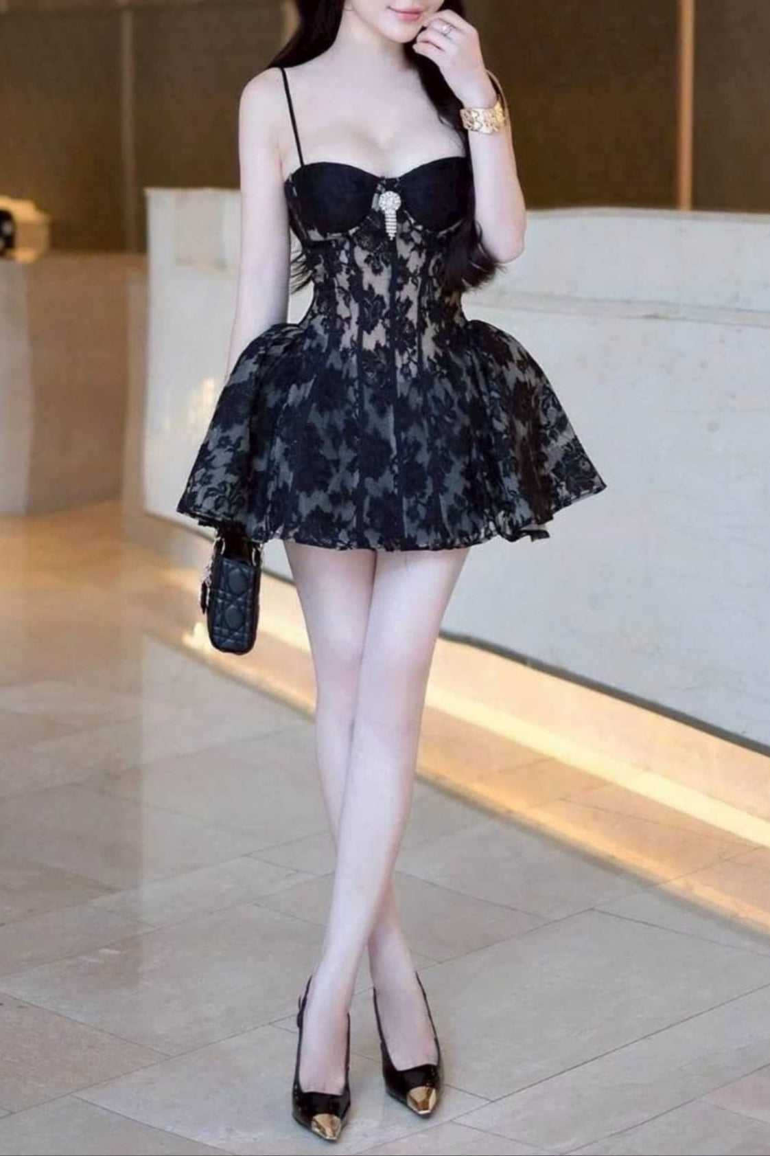 CAMILLA LACE CORSET MINI DRESS FOR PARTY