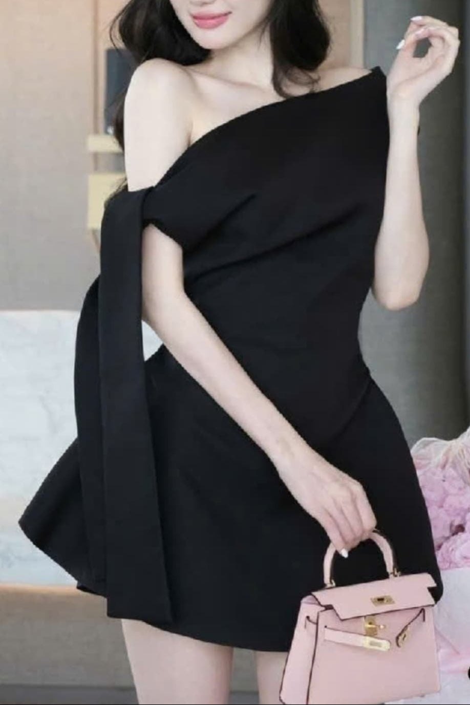 CALWA ONE-SHOULDER FLARE MINI DRESS