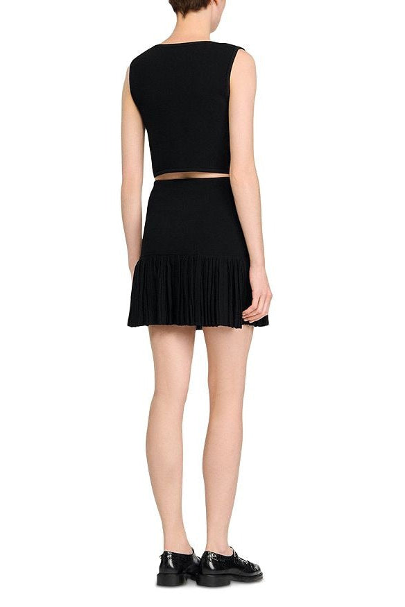 MARCIA BLACK DOUBLE BREASTED RUFFLE MINI SKIRT