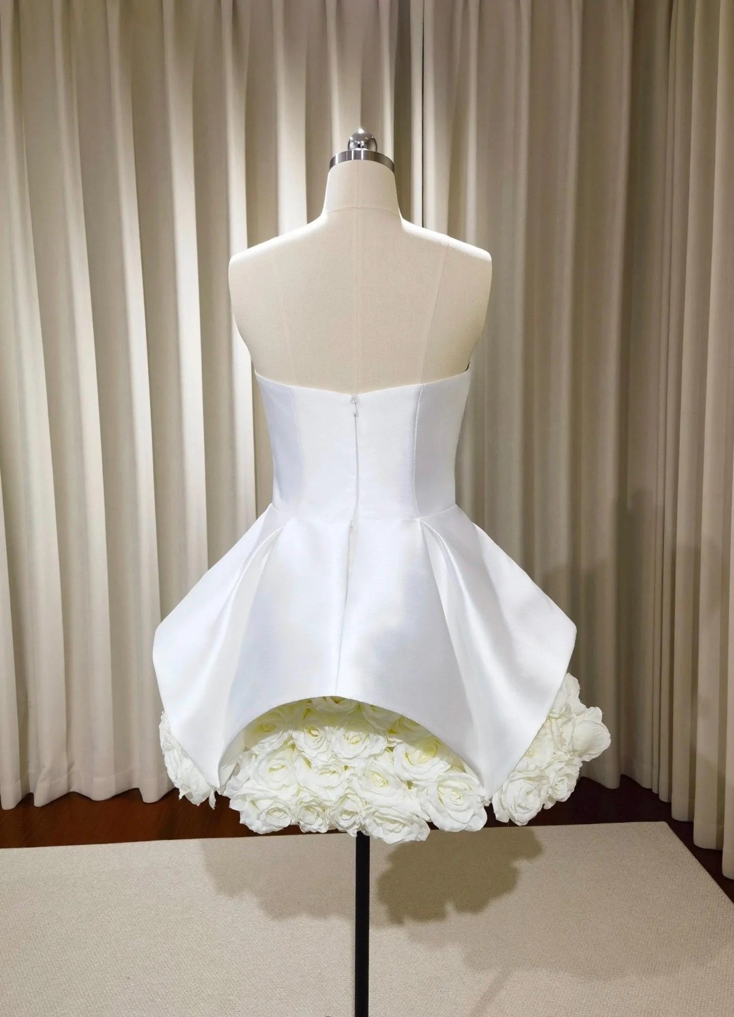 SALLY STRAPLESS WHITE FLOWER MINI DRESS FOR PARTY
