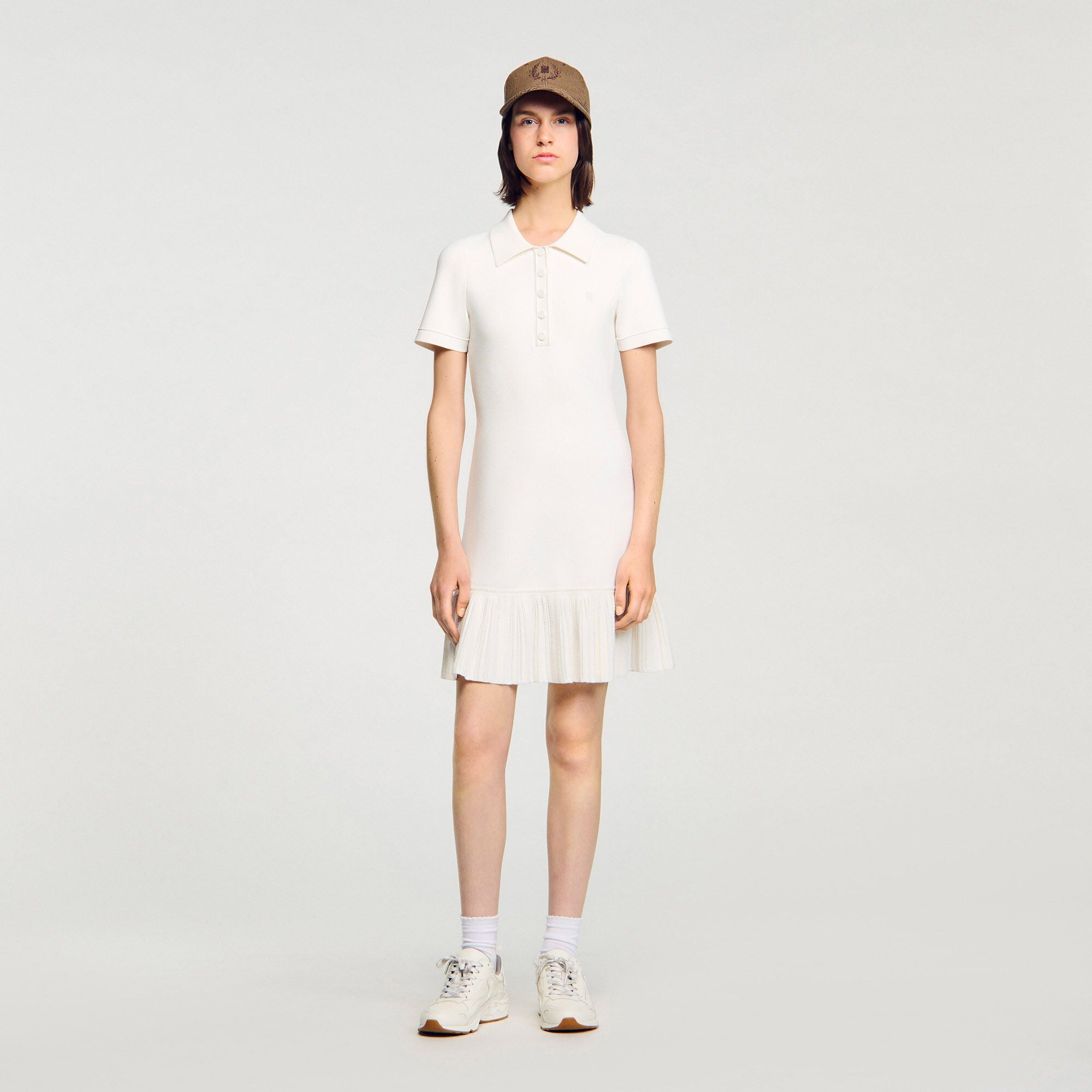 PENNY WHITE POLO NECK MINI KNIT DRESS