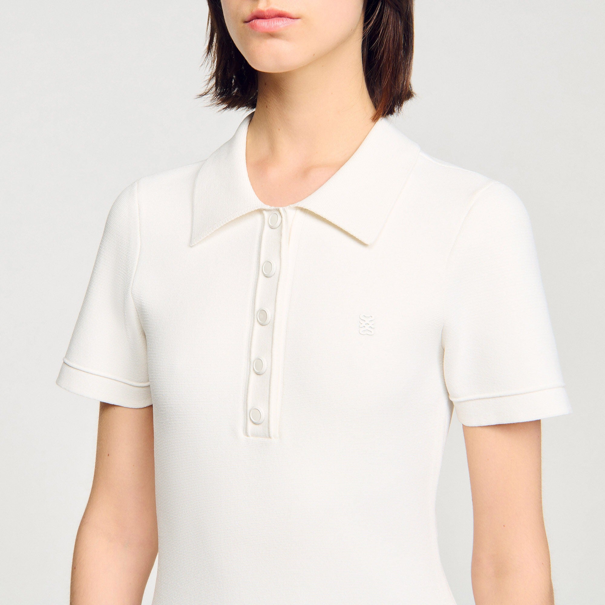 PENNY WHITE POLO NECK MINI KNIT DRESS