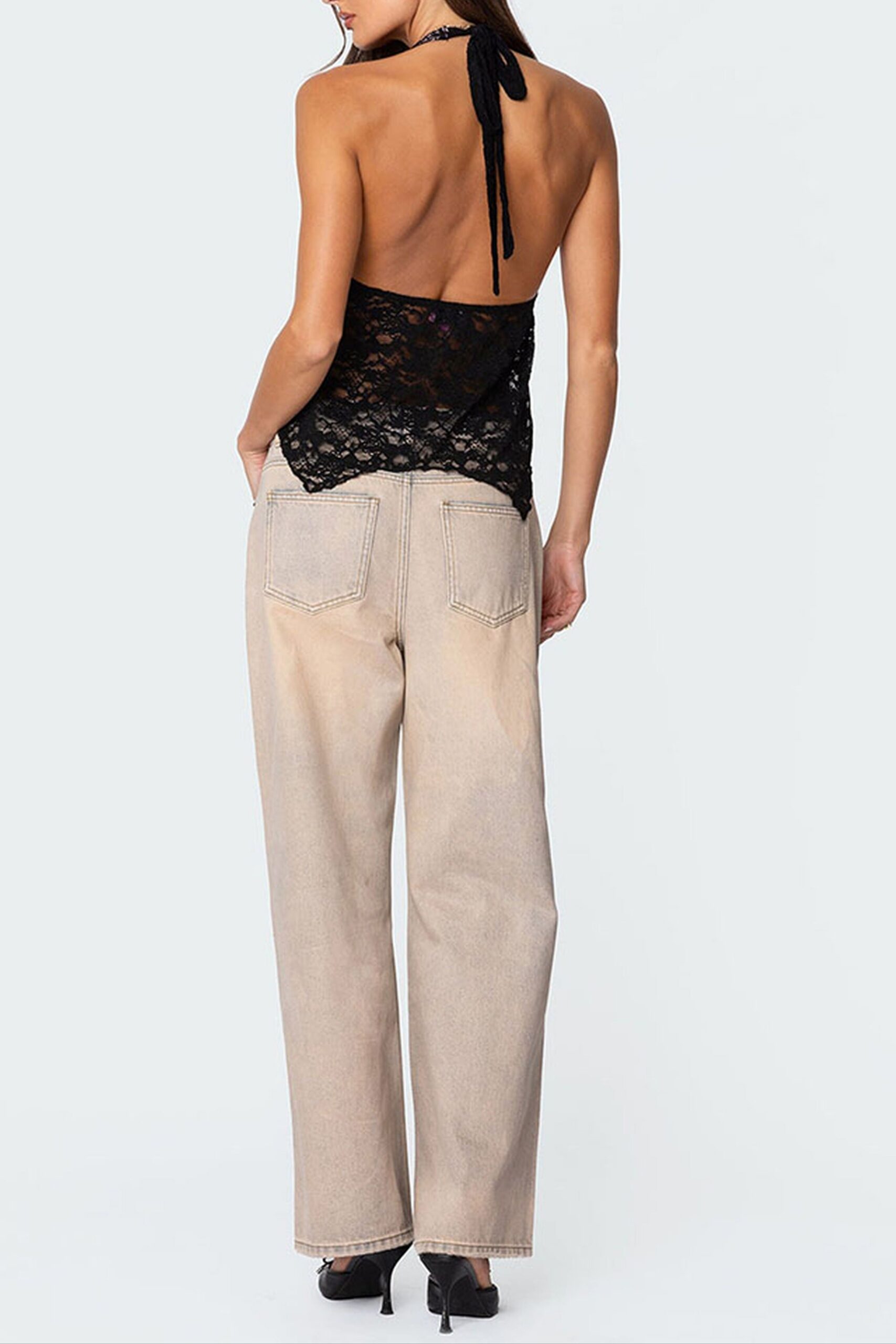 BACKLESS LACE HALTER TOP – BLACK, SEXY NIGHT OUT
