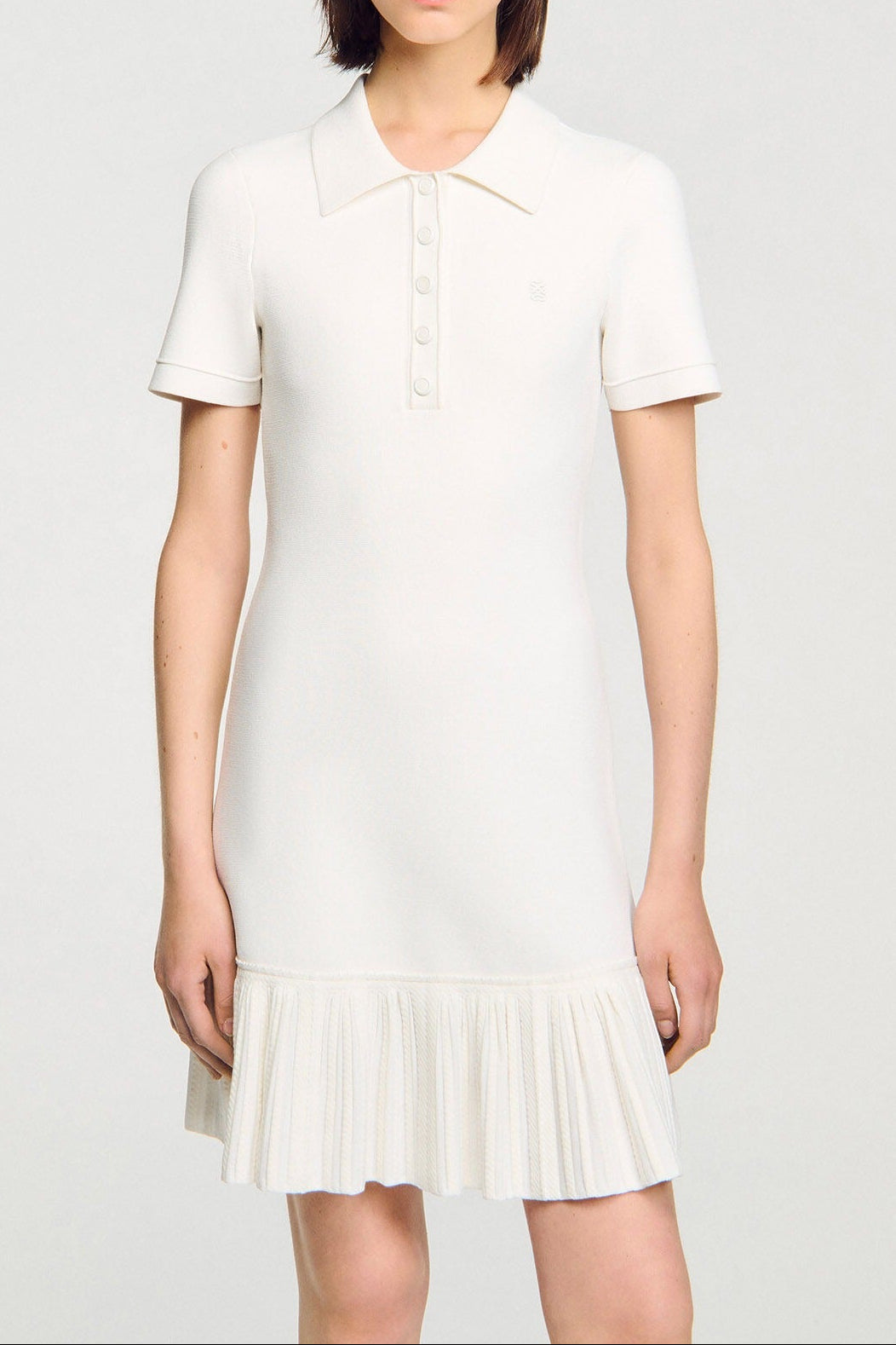 PENNY WHITE POLO NECK MINI KNIT DRESS