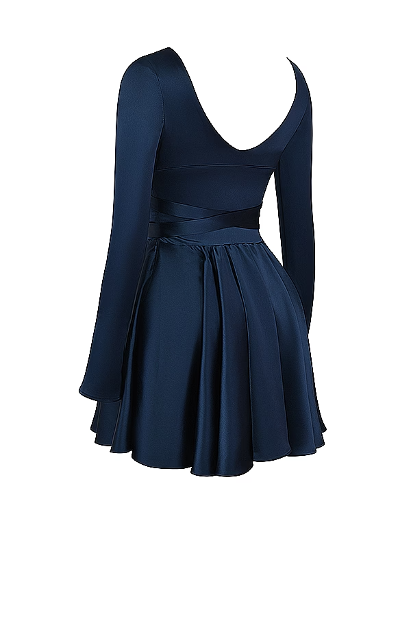 PLUNGE V-NECK MINI DRESS, NAVY, COCKTAIL PARTY