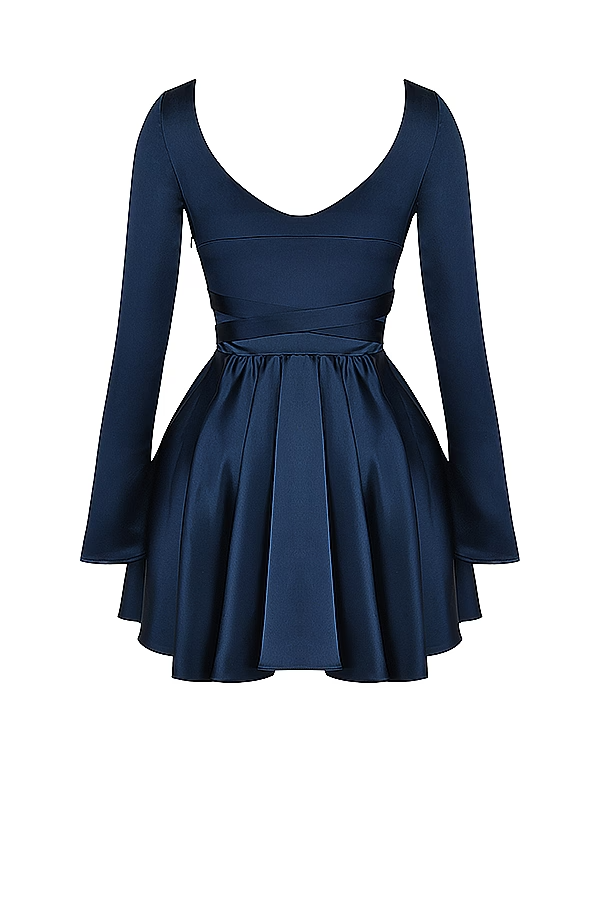 PLUNGE V-NECK MINI DRESS, NAVY, COCKTAIL PARTY