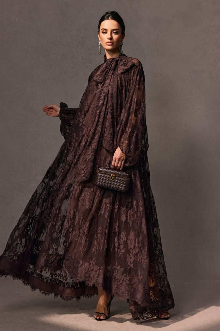 CATHARINE FLORAL LACE SHEER MAXI DRESS
