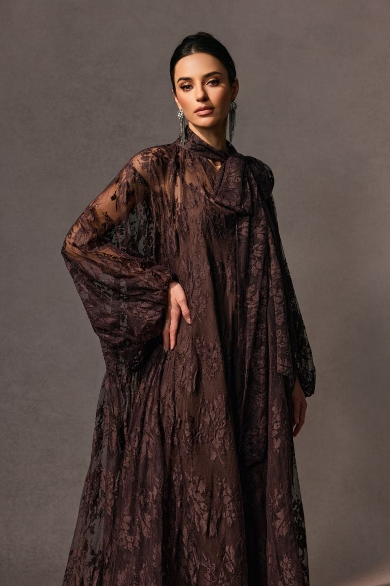 CATHARINE FLORAL LACE SHEER MAXI DRESS