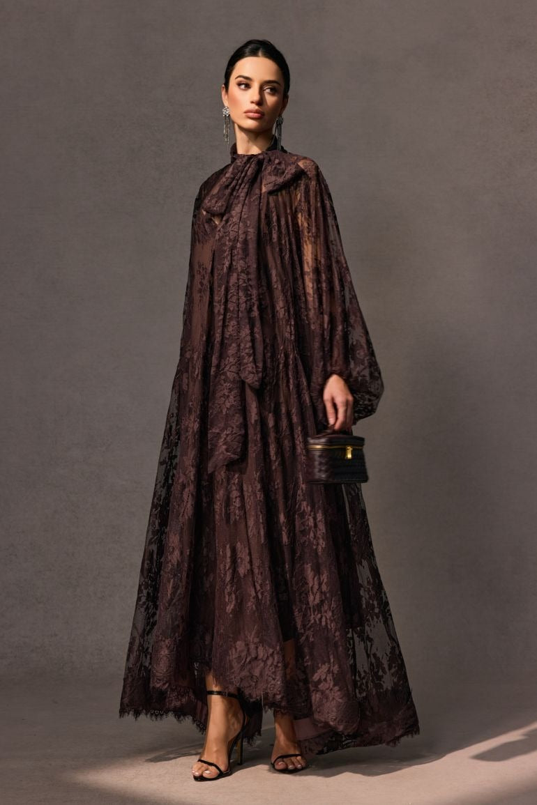 CATHARINE FLORAL LACE SHEER MAXI DRESS
