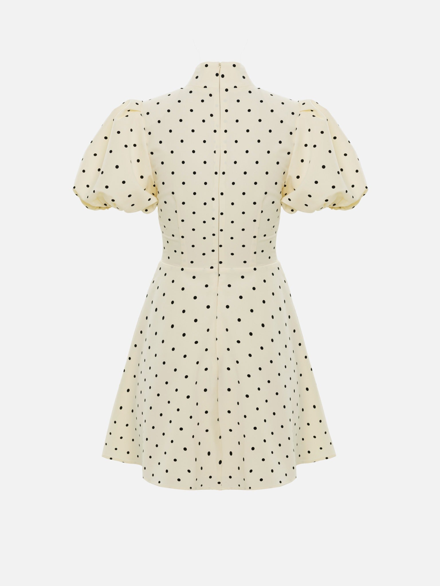 MOCK NECK PUFF SLEEVE POLKA DOT PARTY MINI DRESS