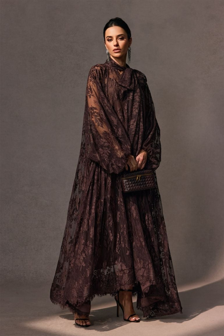 CATHARINE FLORAL LACE SHEER MAXI DRESS