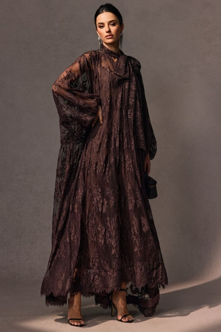 CATHARINE FLORAL LACE SHEER MAXI DRESS
