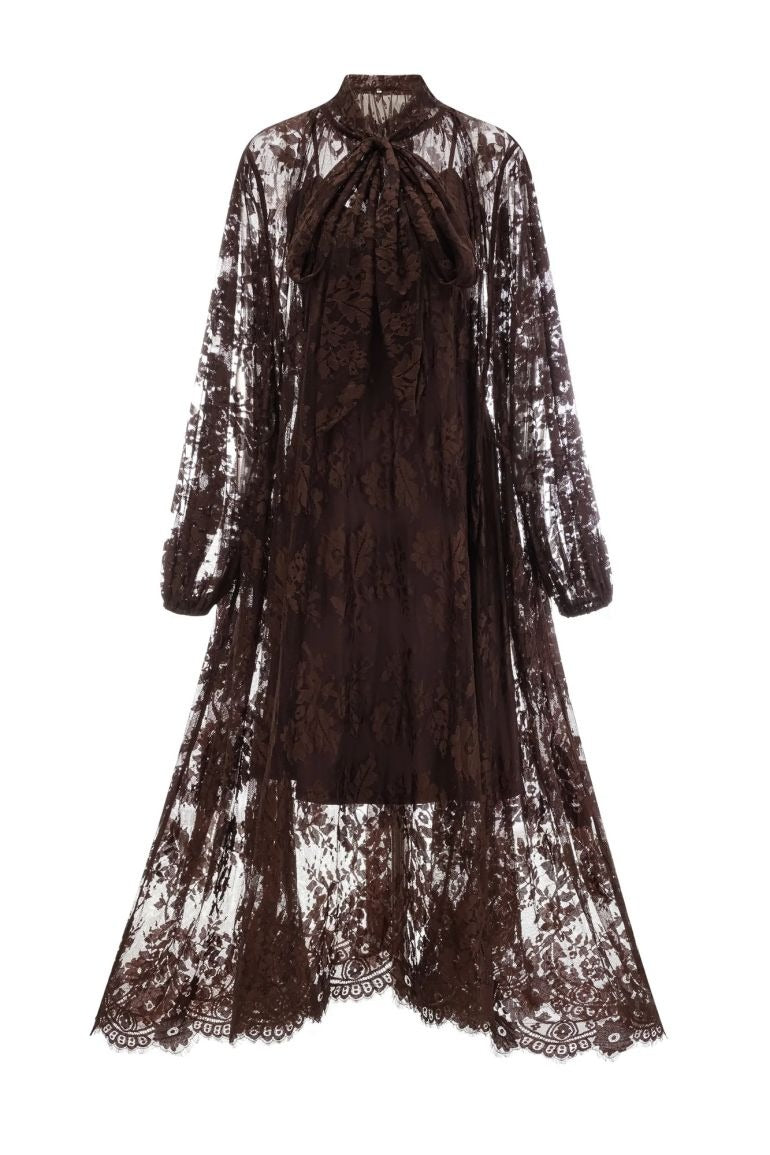 CATHARINE FLORAL LACE SHEER MAXI DRESS