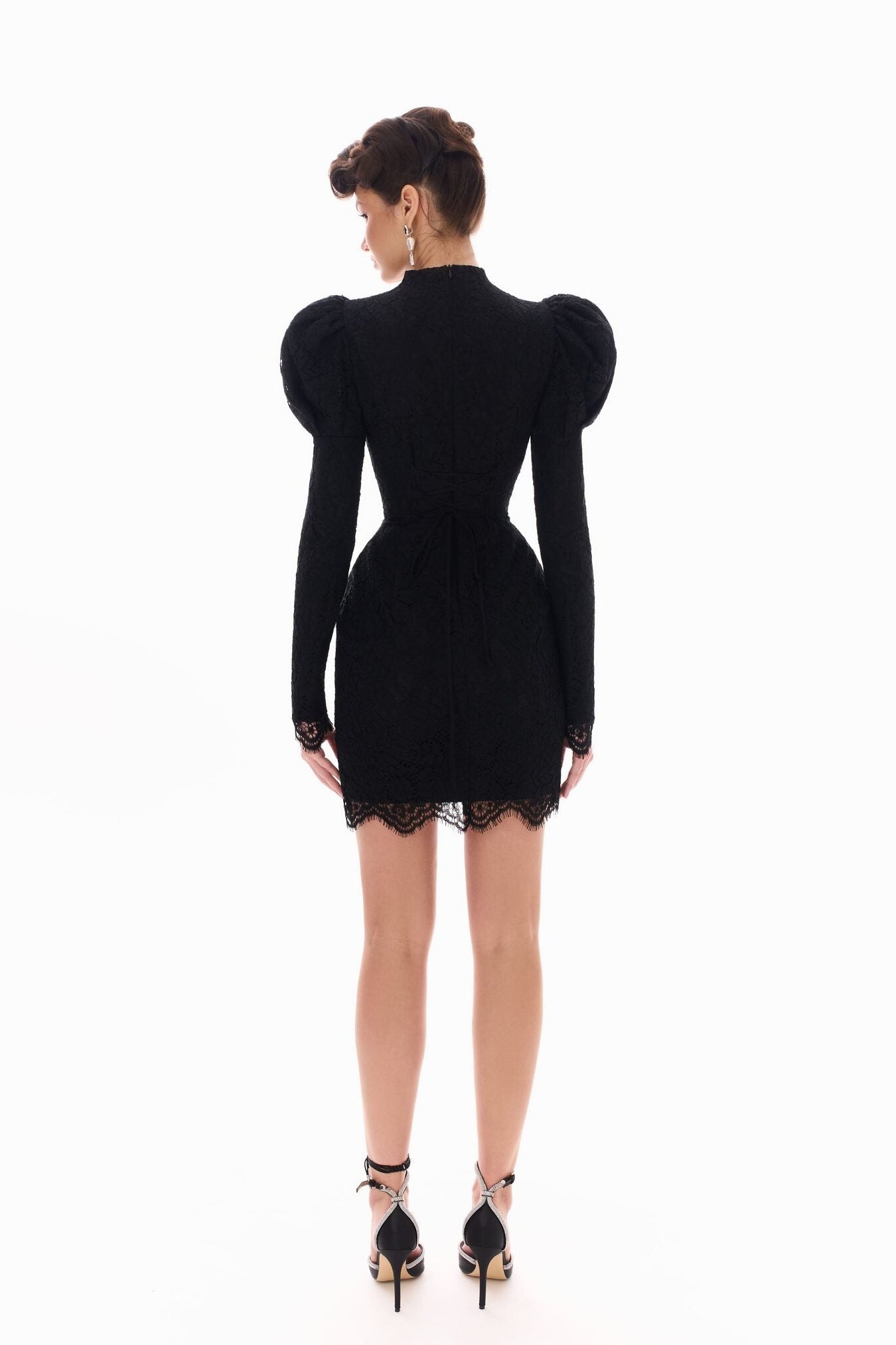 LACE PUFF-SLEEVE MINI DRESS FOR PARTY