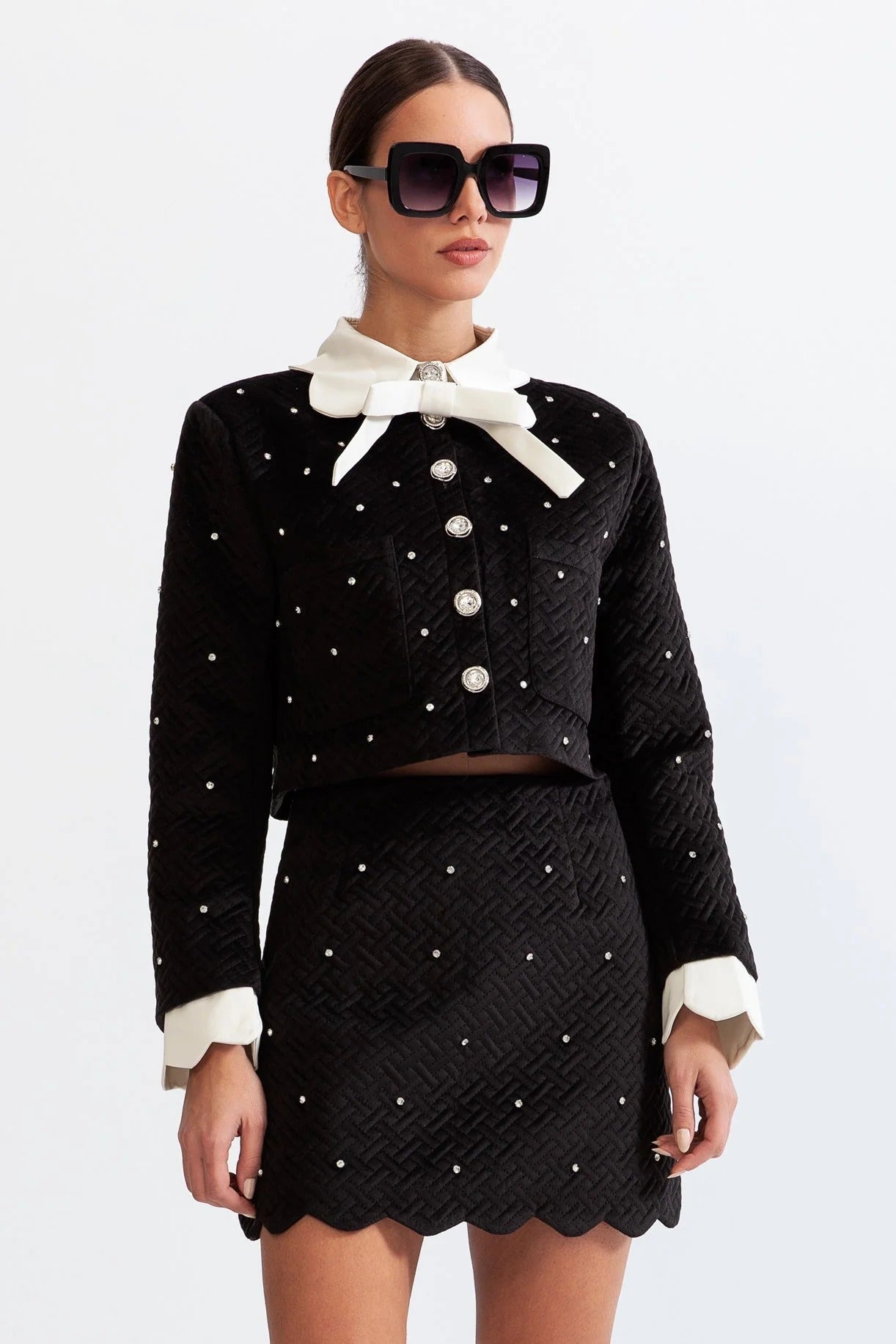 BLACK VELVET JEWEL CO-ORD SET FORMAL PARTY