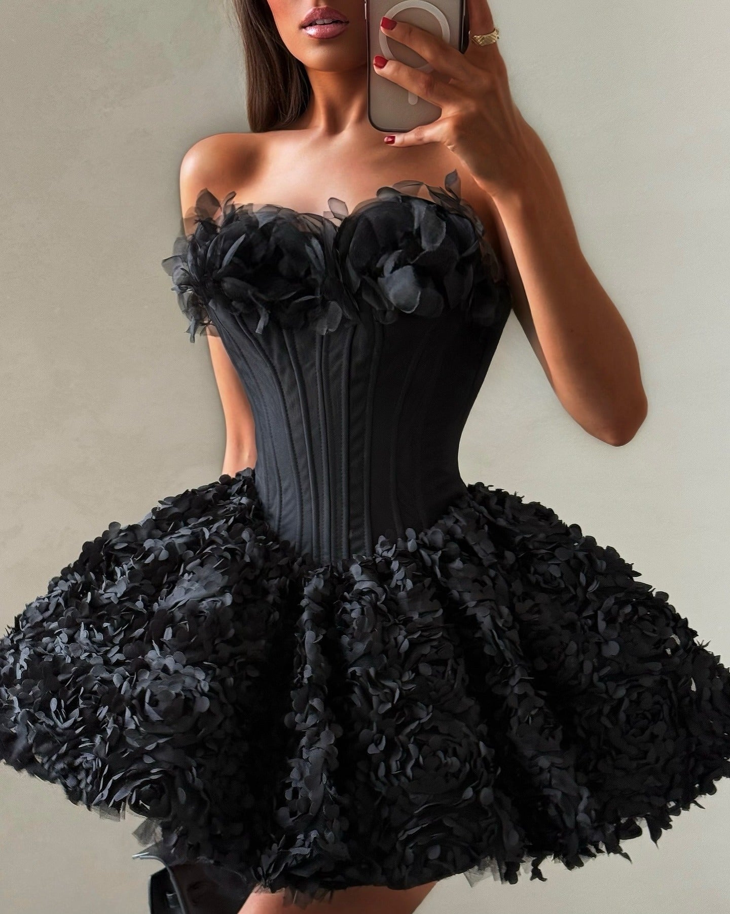 STRAPLESS FLORAL CORSET A-LINE DRESS