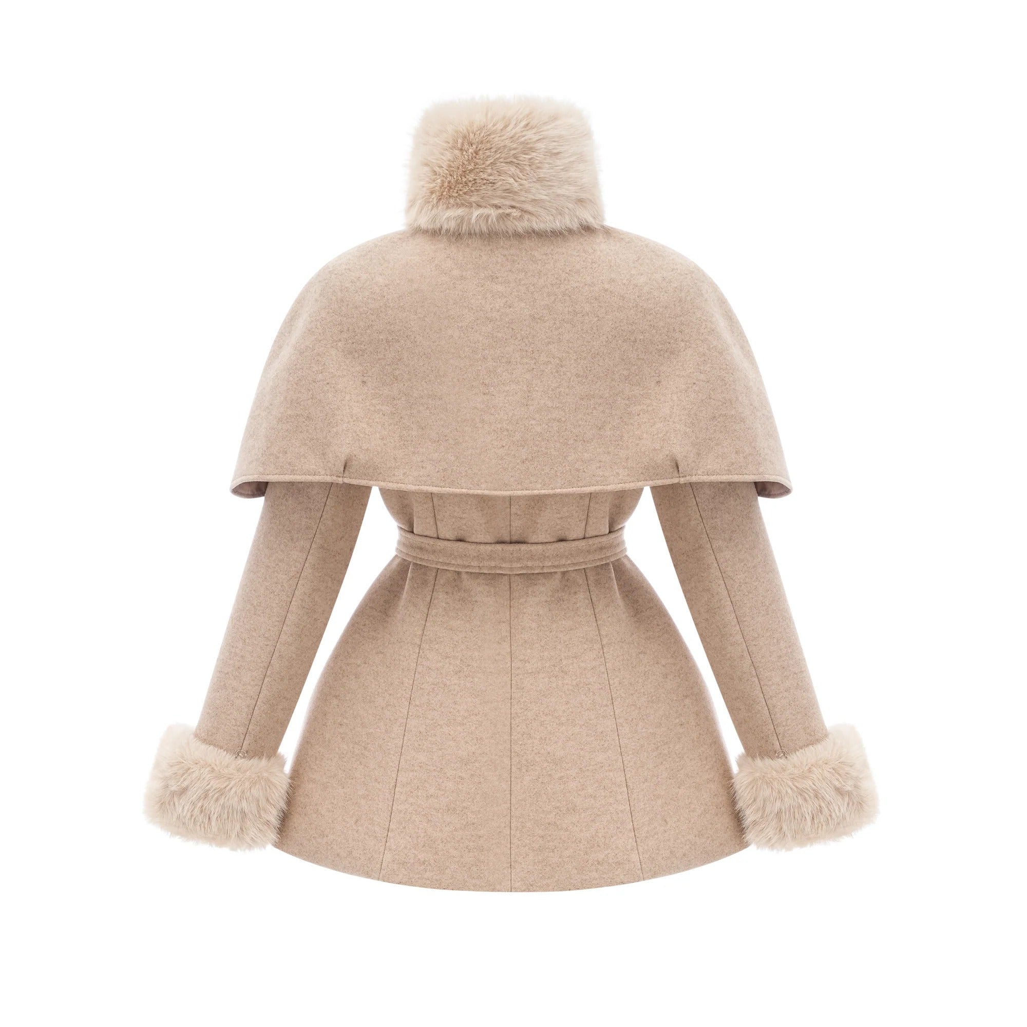 ROSELLA DETACHABLE CAPE FAUX FUR COAT