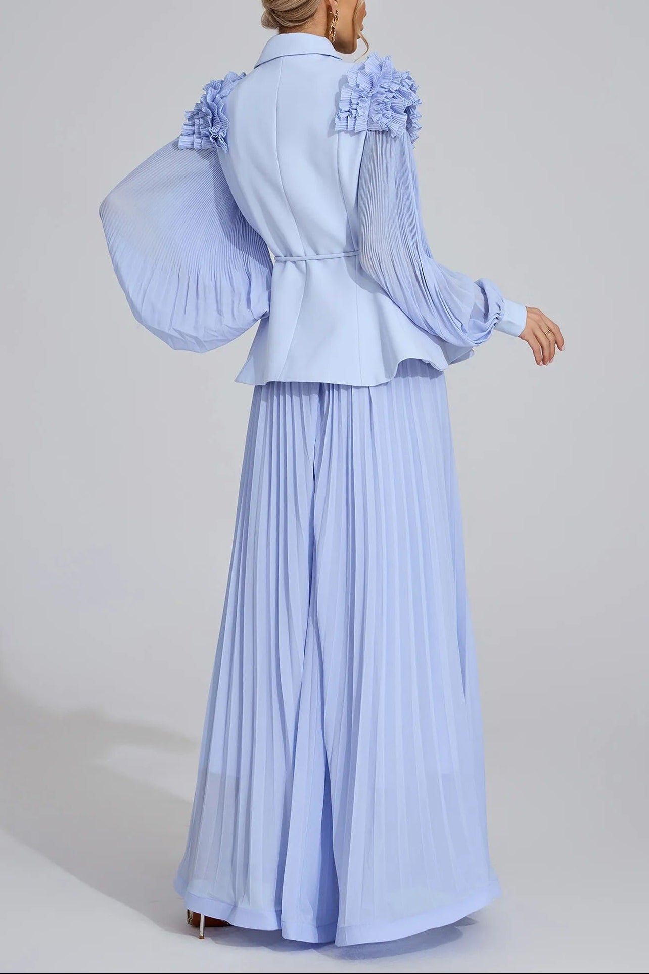 JOSEPHINE LIGHT BLUE FLOUNCE SKIRT BLAZER SET