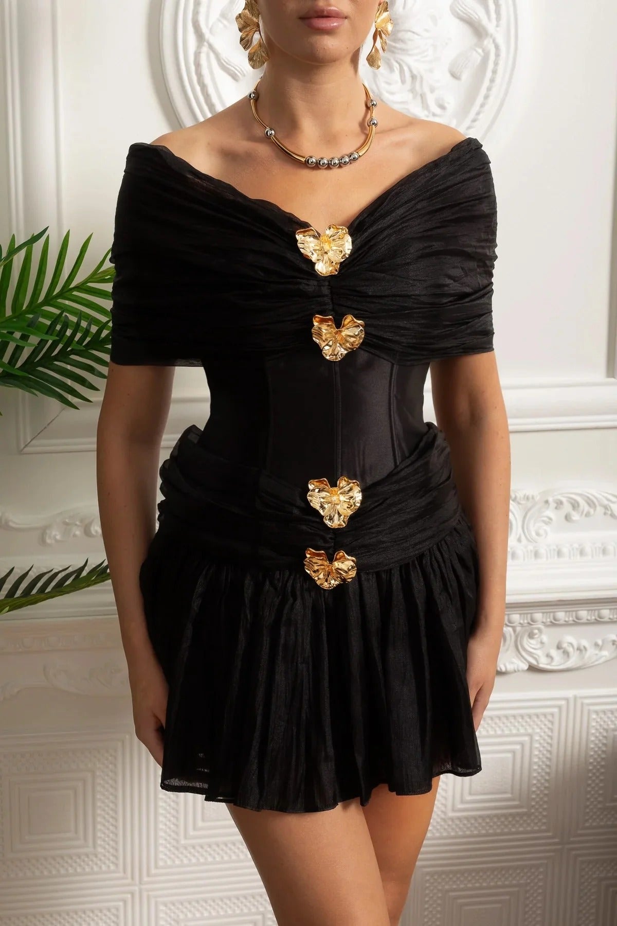 EMERALD FIT & FLARE CORSET MINI DRESS FOR PARTIES
