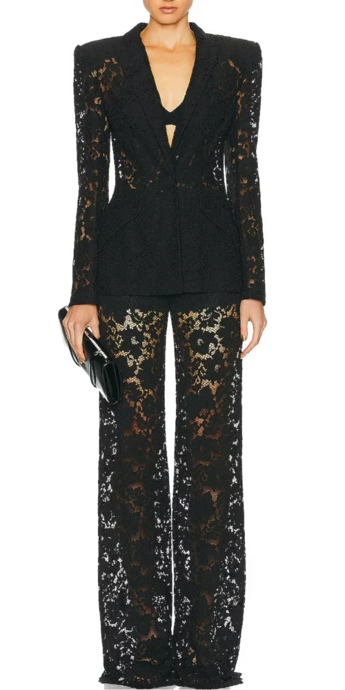elvira v-neck Lace Blazer set in black elvira v-neck Lace Blazer set in black