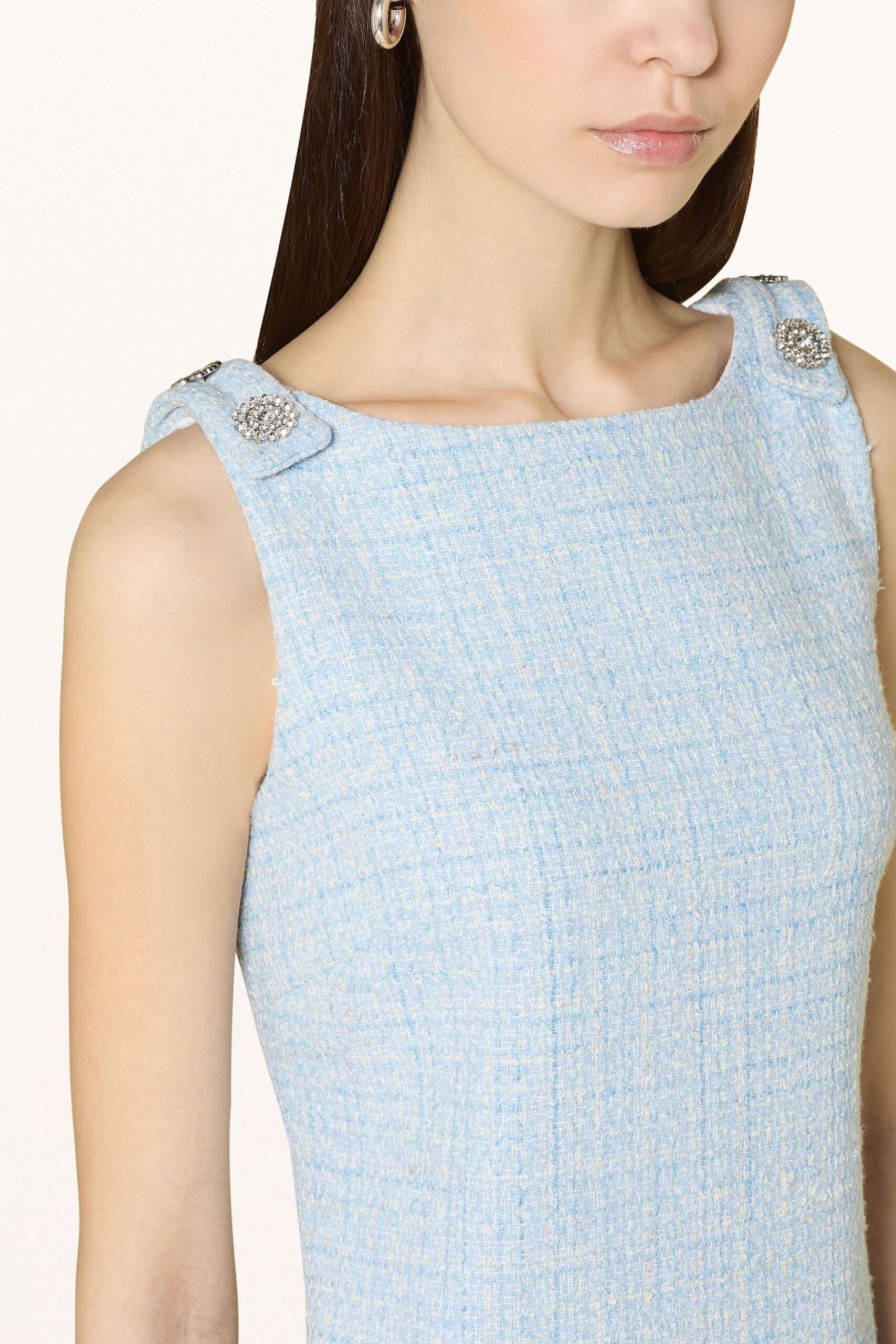 HALTER TWEED MINI DRESS VEST – BLUE COCKTAIL