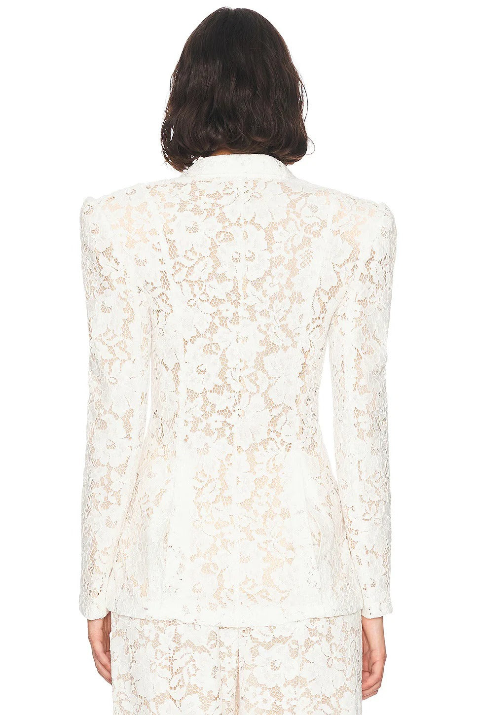 V-NECK LACE BLAZER SET WHITE WEDDING