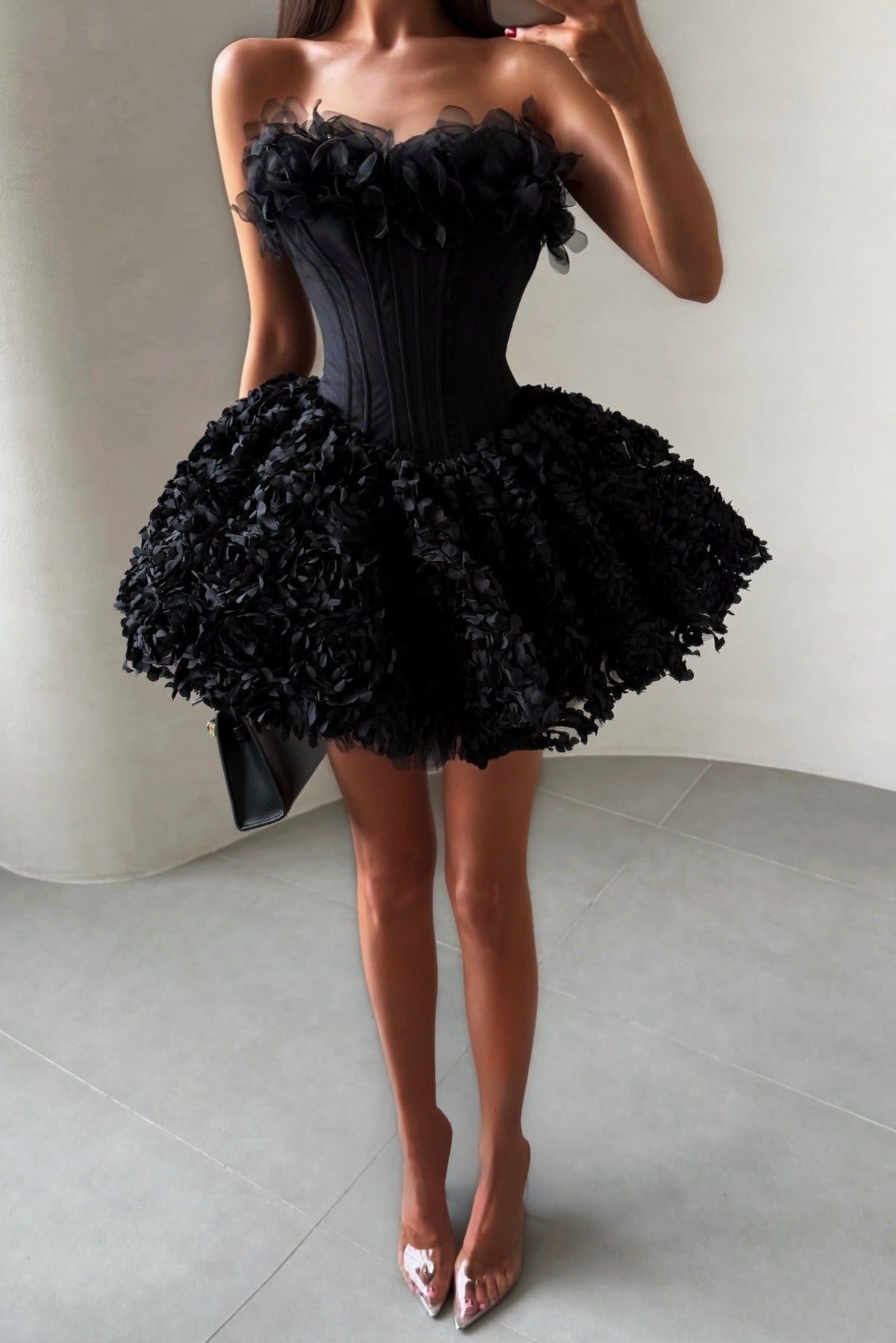 STRAPLESS FLORAL CORSET A-LINE DRESS