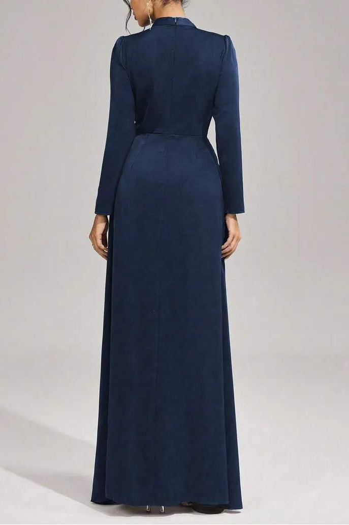 BEULAH BEADED PLEATED MAXI DRESS IN BLUE
