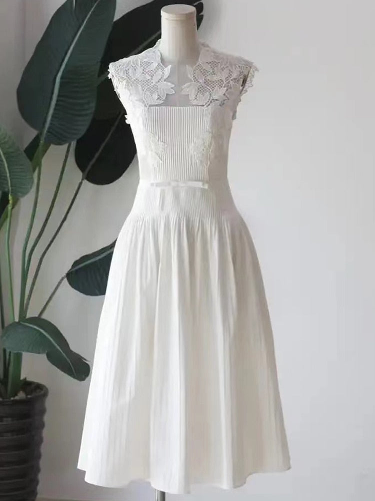 FLORAL LACE SLEEVELESS MAXI DRESS, A-LINE WEDDING GUEST