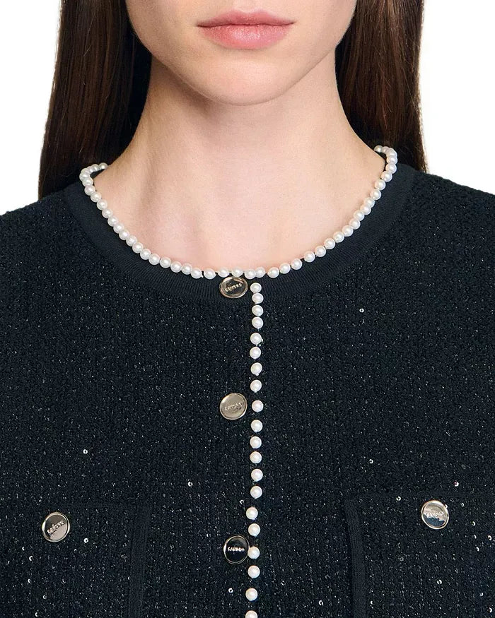 JODY BLACK TWEED PEARL VEST FOR WEDDING