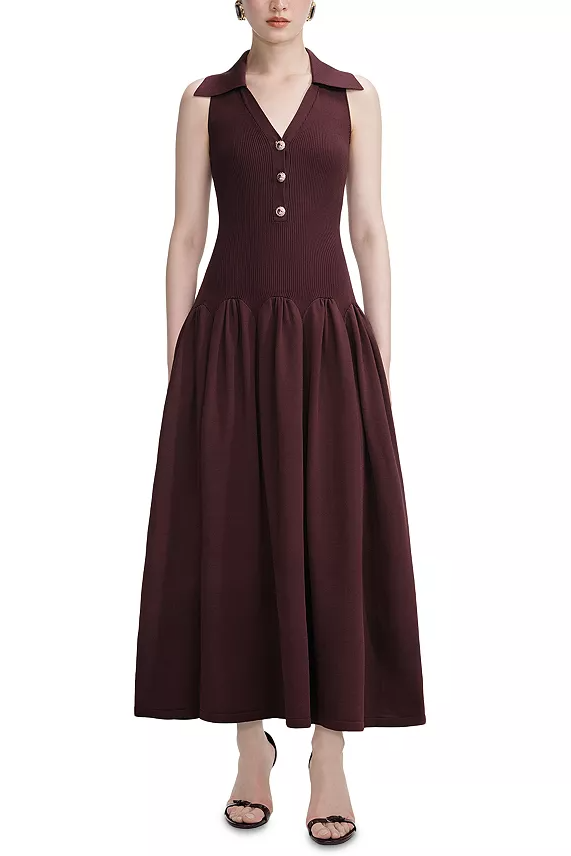 MEREDITH RIBBED MIDI DRESS | BRICK RED DATE NIGHT