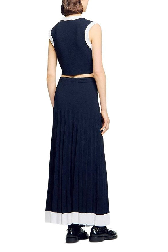 LYUBA TWO-TONE CROPPED VEST & KNIT SKIRT SET