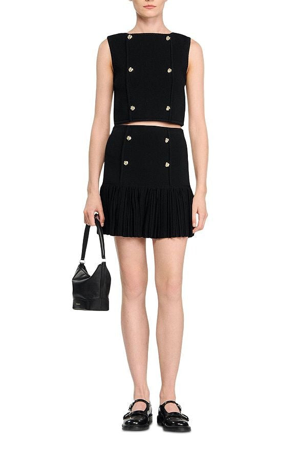 MARCIA DOUBLE BREASTED BLACK VEST FOR WORK