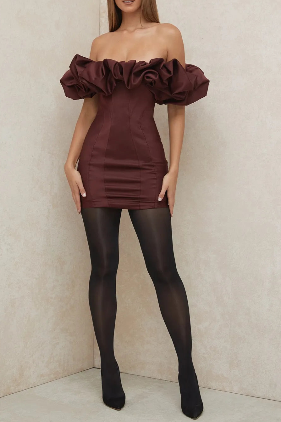 imgi_6_image BURGUNDY SATIN RUFFLE STRAPLESS MINI DRESS